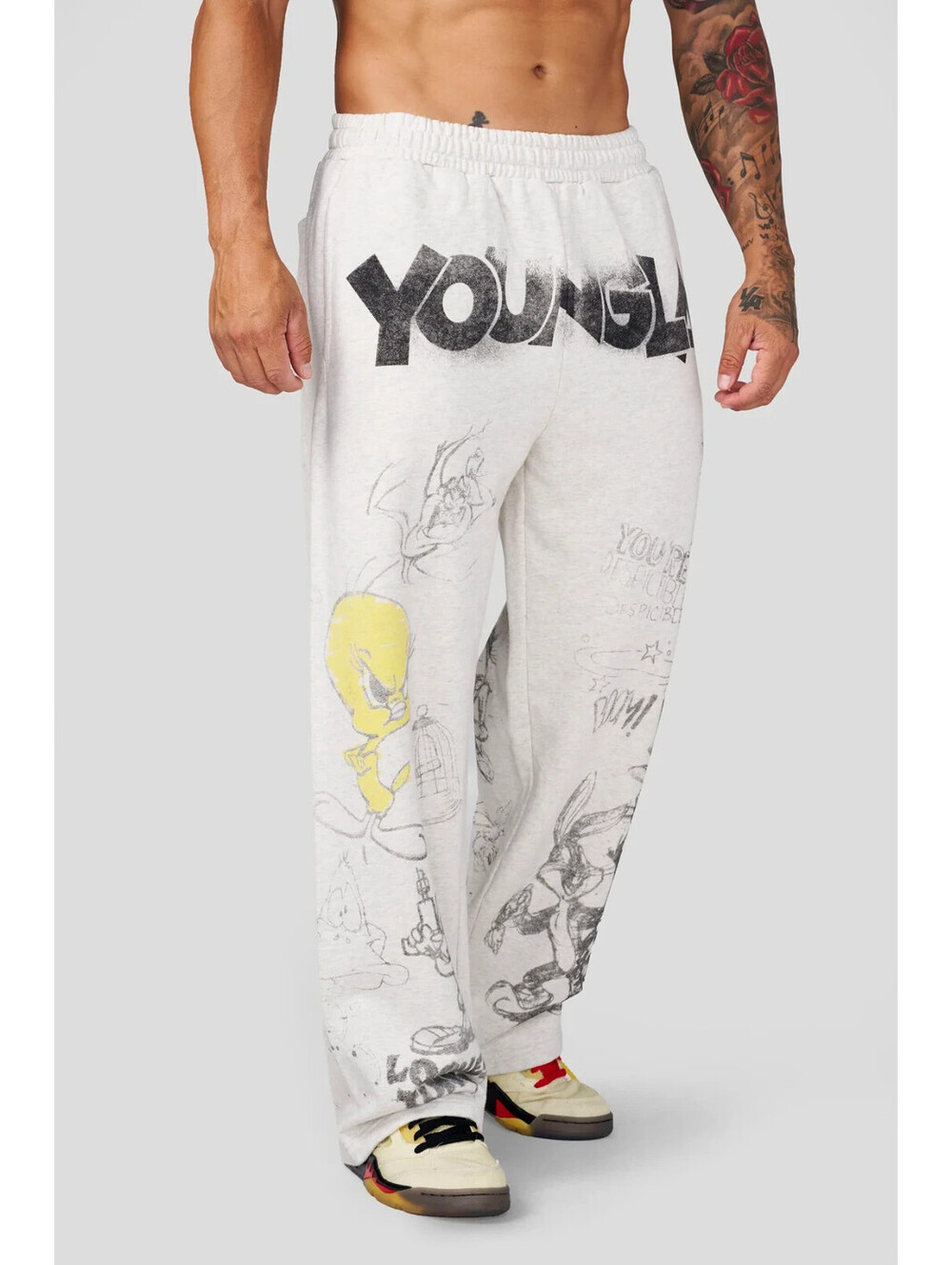 YoungLA- Medium- 2183 - Looney Tunes Squad Sweats- Allover Sketch- SoldOut! - Picture 4 of 5